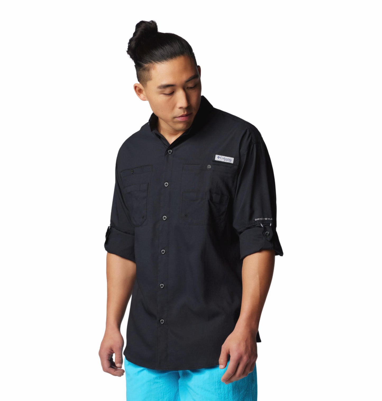 Columbia Mens Black Omni-Wick Tamiami II Long Sleeve Shirt