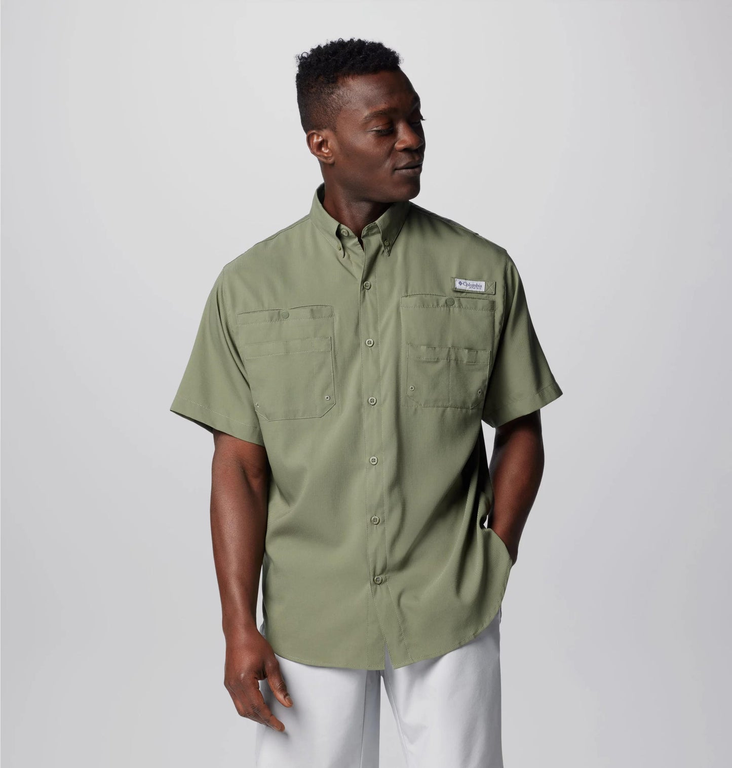 Columbia Mens Green Omni-Shade Tamiami II Short Sleeve Shirt