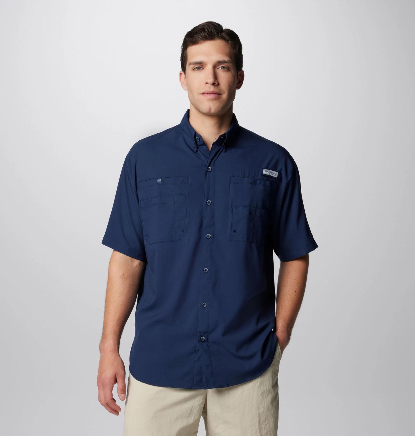 Columbia Mens Blue Omni-Shade Tamiami II Short Sleeve Shirt