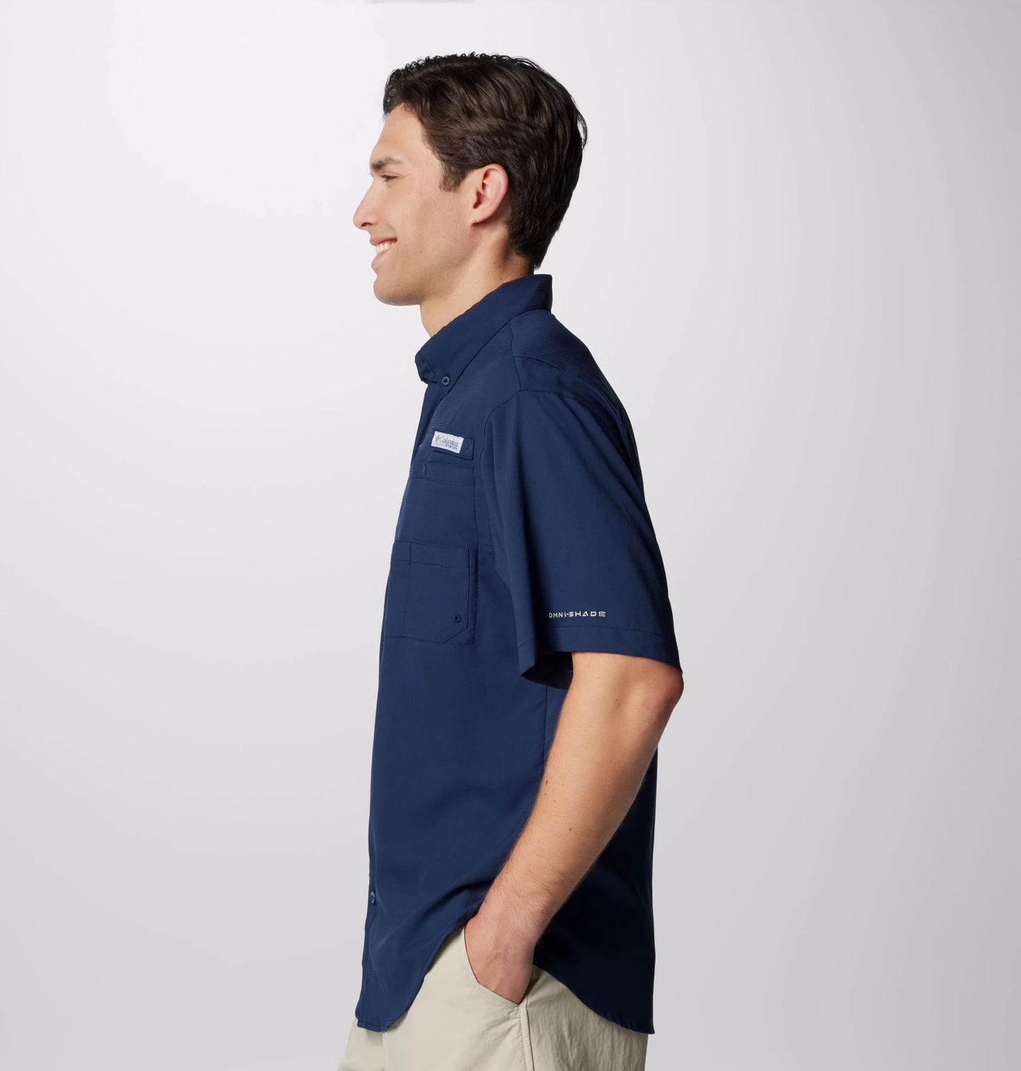 Columbia Mens Blue Omni-Shade Tamiami II Short Sleeve Shirt