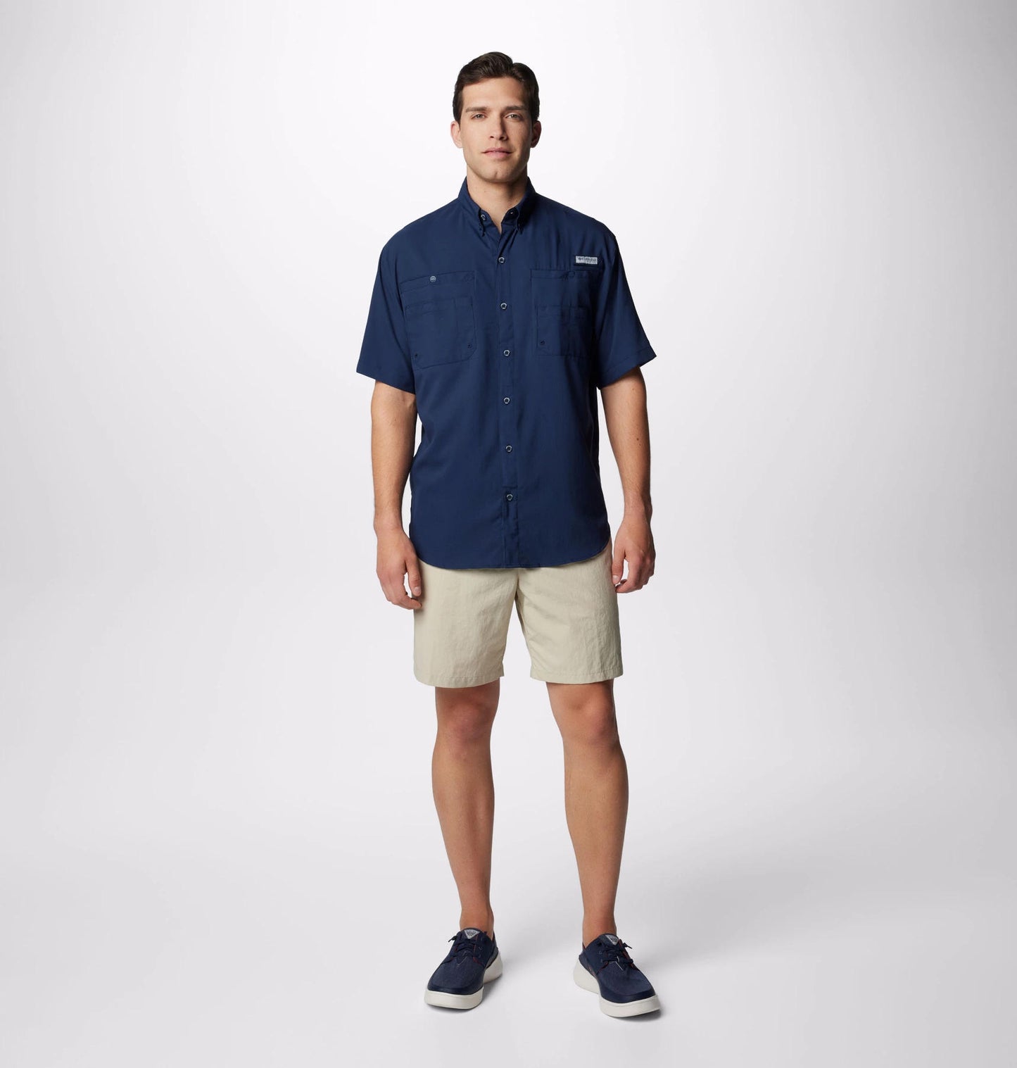Columbia Mens Blue Omni-Shade Tamiami II Short Sleeve Shirt