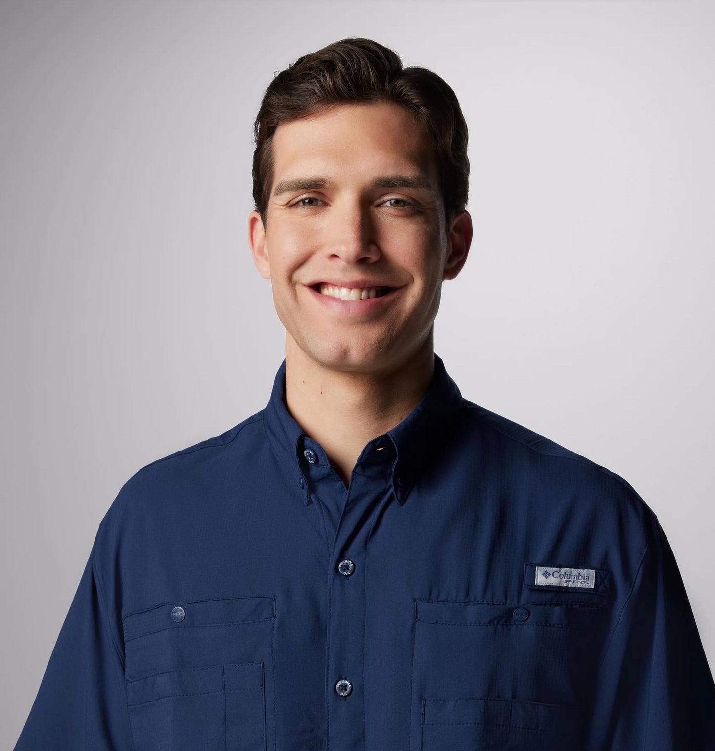 Columbia Mens Blue Omni-Shade Tamiami II Short Sleeve Shirt