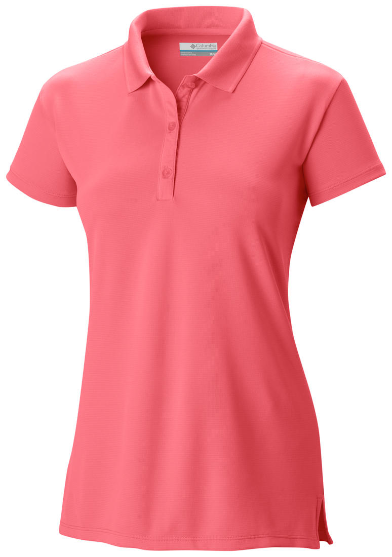 Columbia Women Red Innisfree SS Polo (Sun Protection)