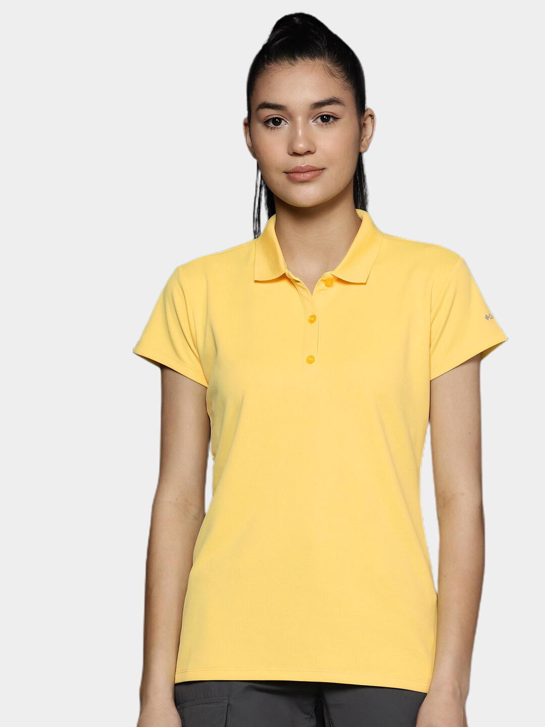 Columbia Women Yellow Innisfree SS Polo T-Shirt