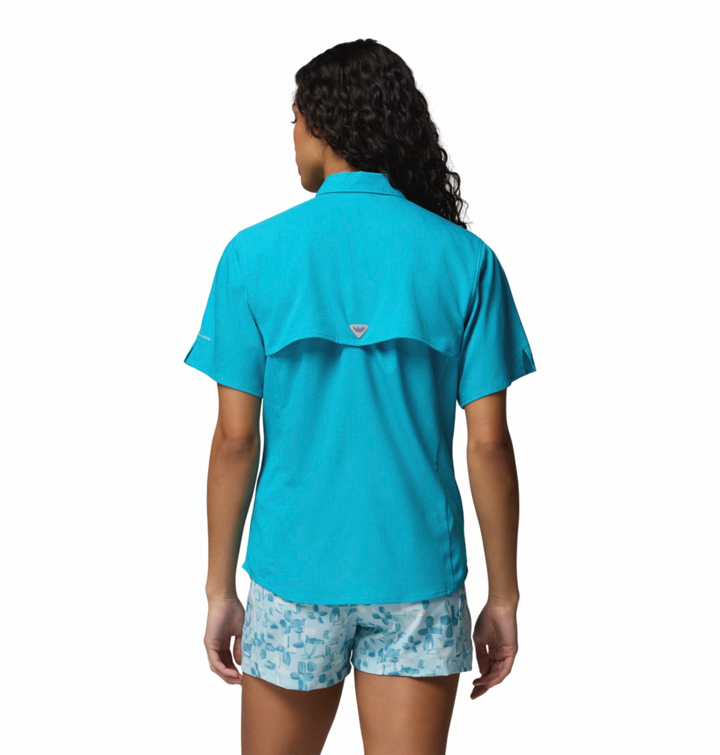 Columbia Women Blue Omni-Shade Tamiami II Short Sleeve Shirt with UV Protection