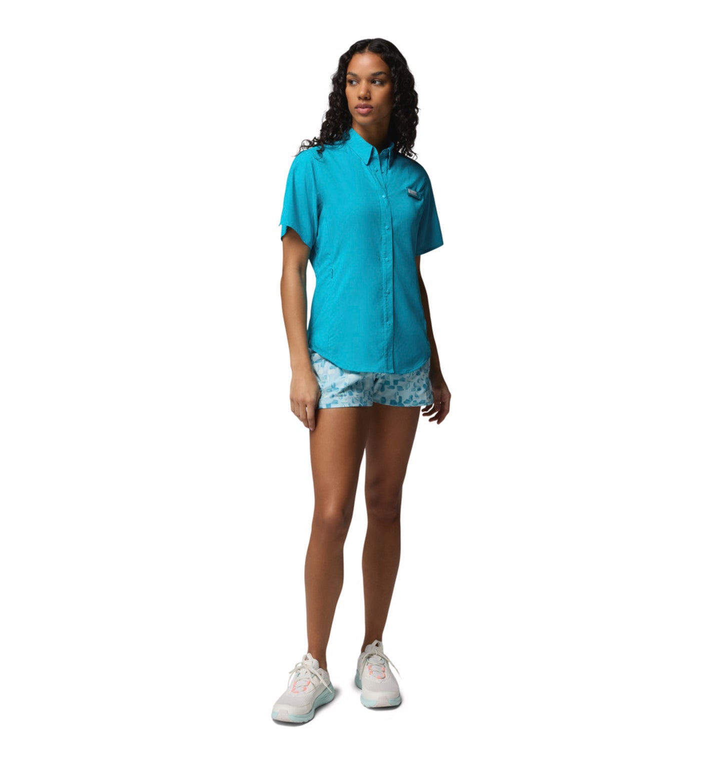 Columbia Women Blue Omni-Shade Tamiami II Short Sleeve Shirt with UV Protection