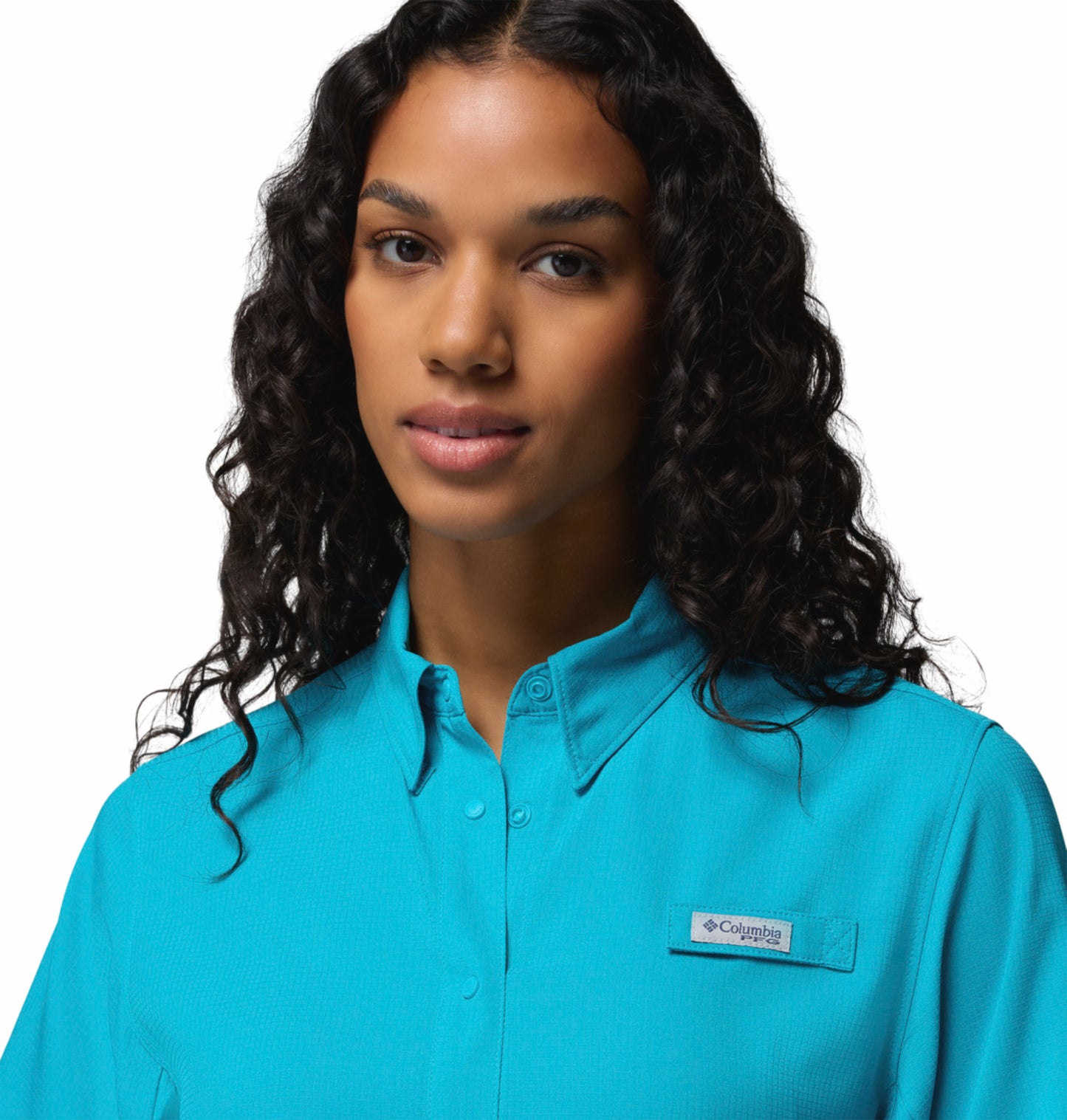 Columbia Women Blue Omni-Shade Tamiami II Short Sleeve Shirt with UV Protection
