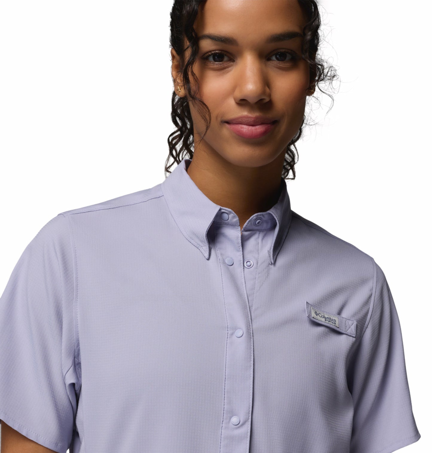 Columbia Women Blue Omni-Shade Tamiami II Short Sleeve Shirt for Sun Protection