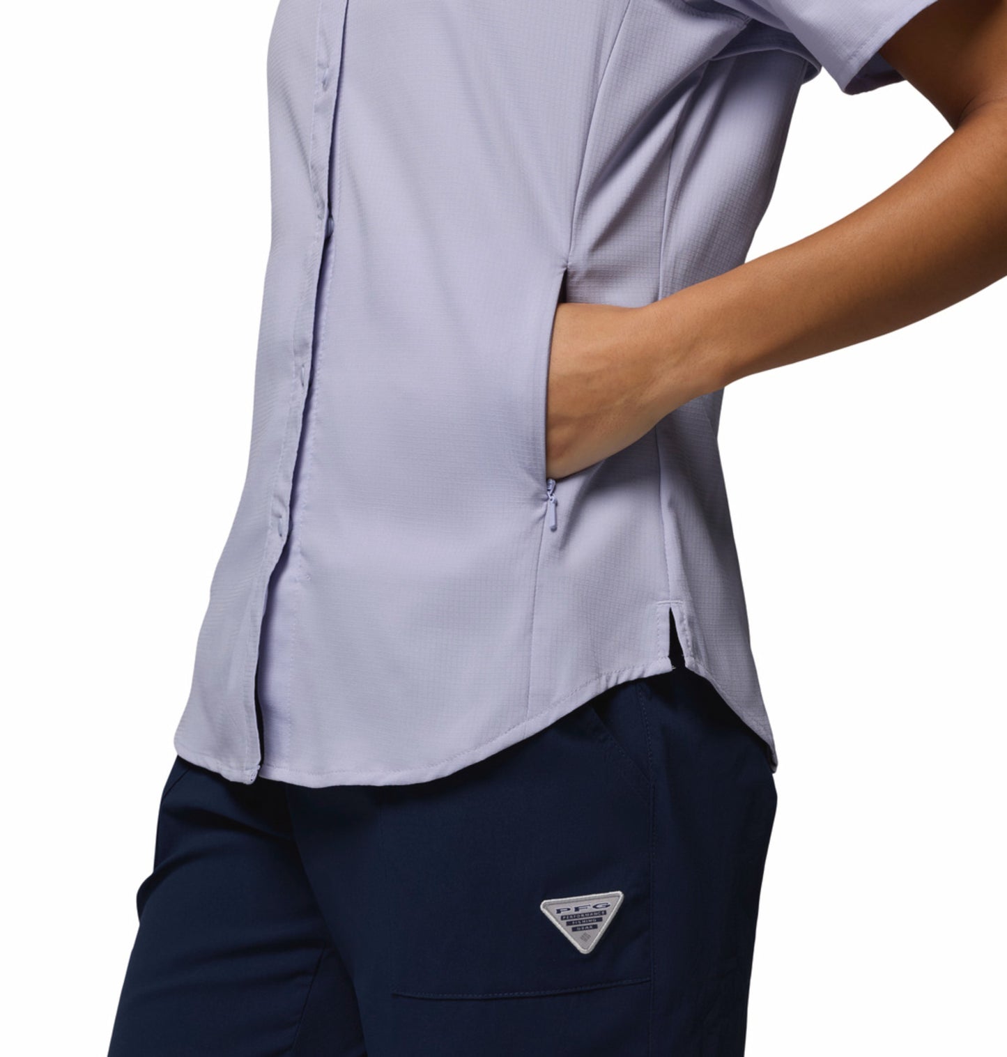 Columbia Women Blue Omni-Shade Tamiami II Short Sleeve Shirt for Sun Protection