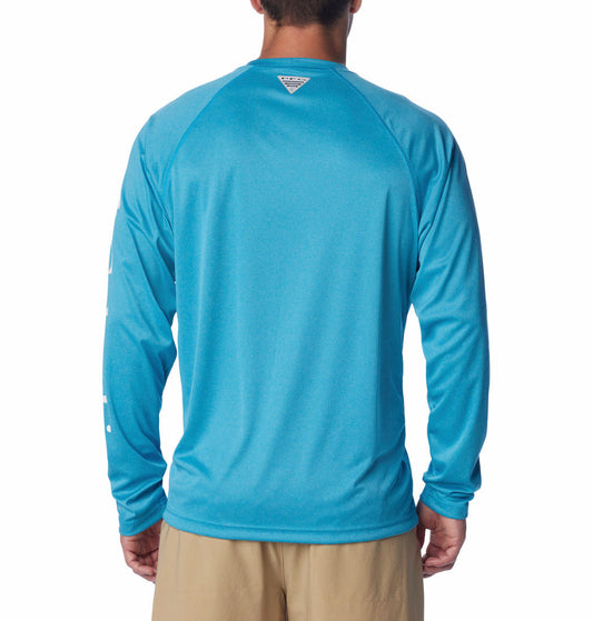 Columbia Mens Blue Terminal Tackle Heather Long Sleeve Shirt