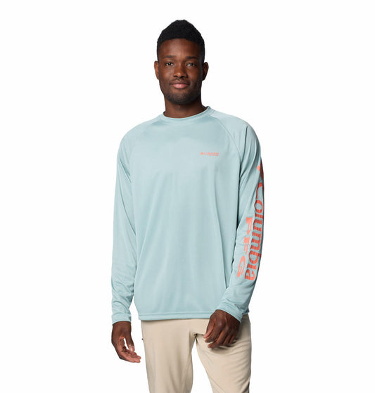 Columbia Mens Blue Terminal Tackle Heather Long Sleeve Shirt