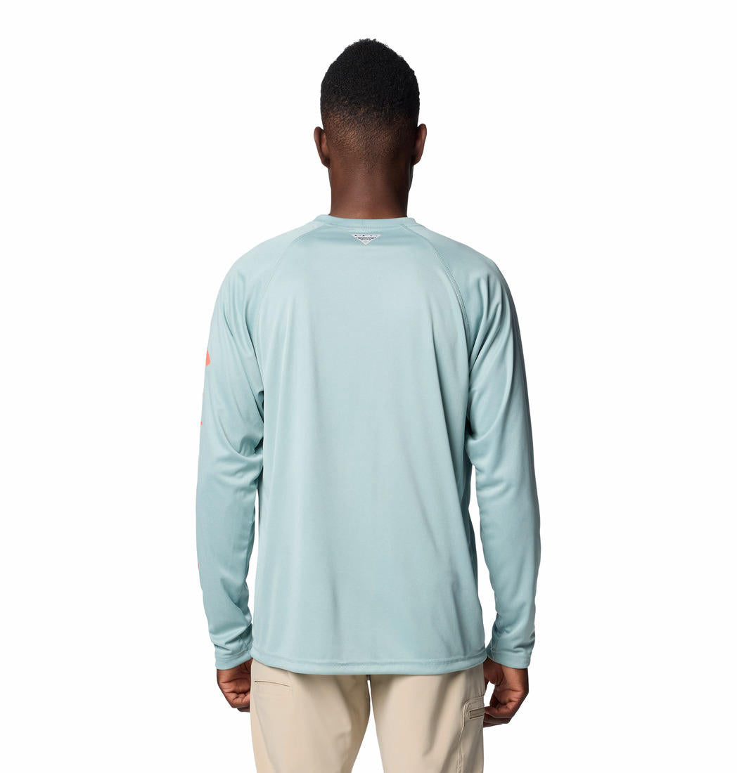 Columbia Mens Blue Terminal Tackle Heather Long Sleeve Shirt