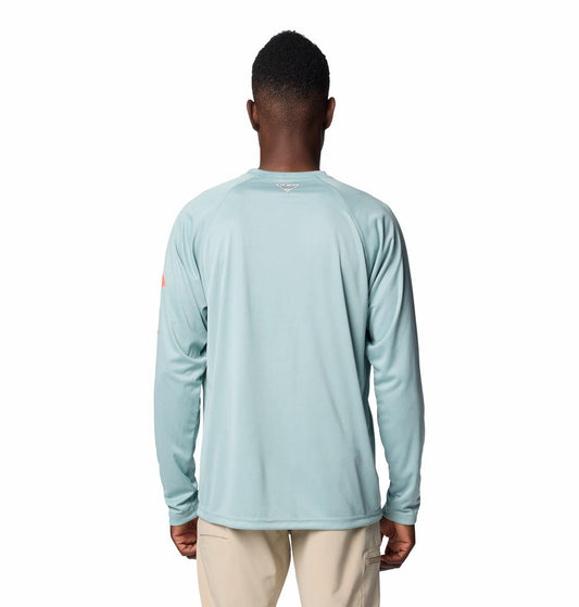 Columbia Mens Blue Terminal Tackle Heather Long Sleeve Shirt
