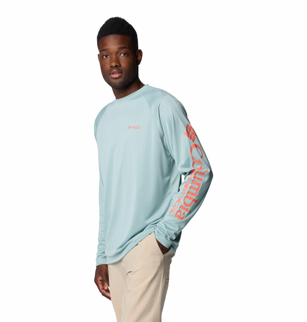 Columbia Mens Blue Terminal Tackle Heather Long Sleeve Shirt