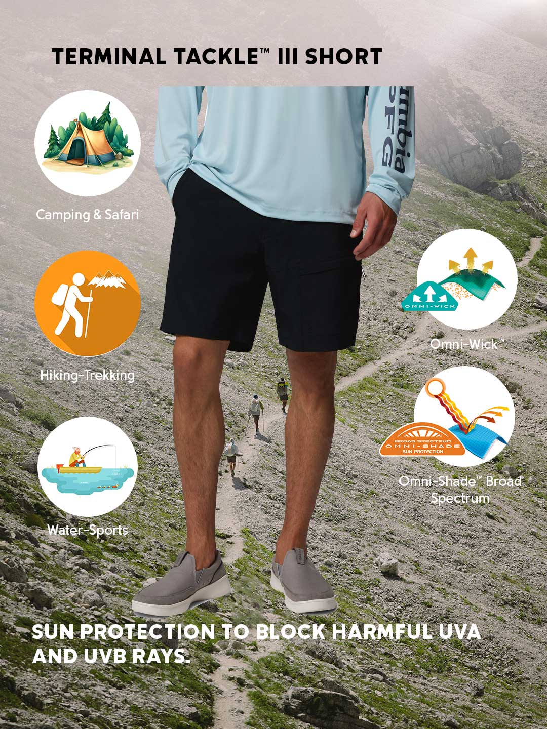 Columbia Men's Omni-Shade Terminal Tackle III Shorts - Black