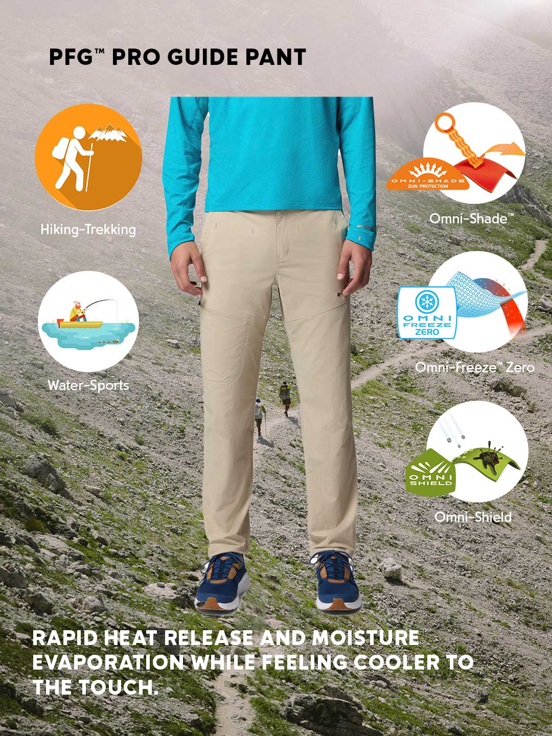 Columbia Men’s Beige Omni-Freeze PFG Pro Guide Performance Pants