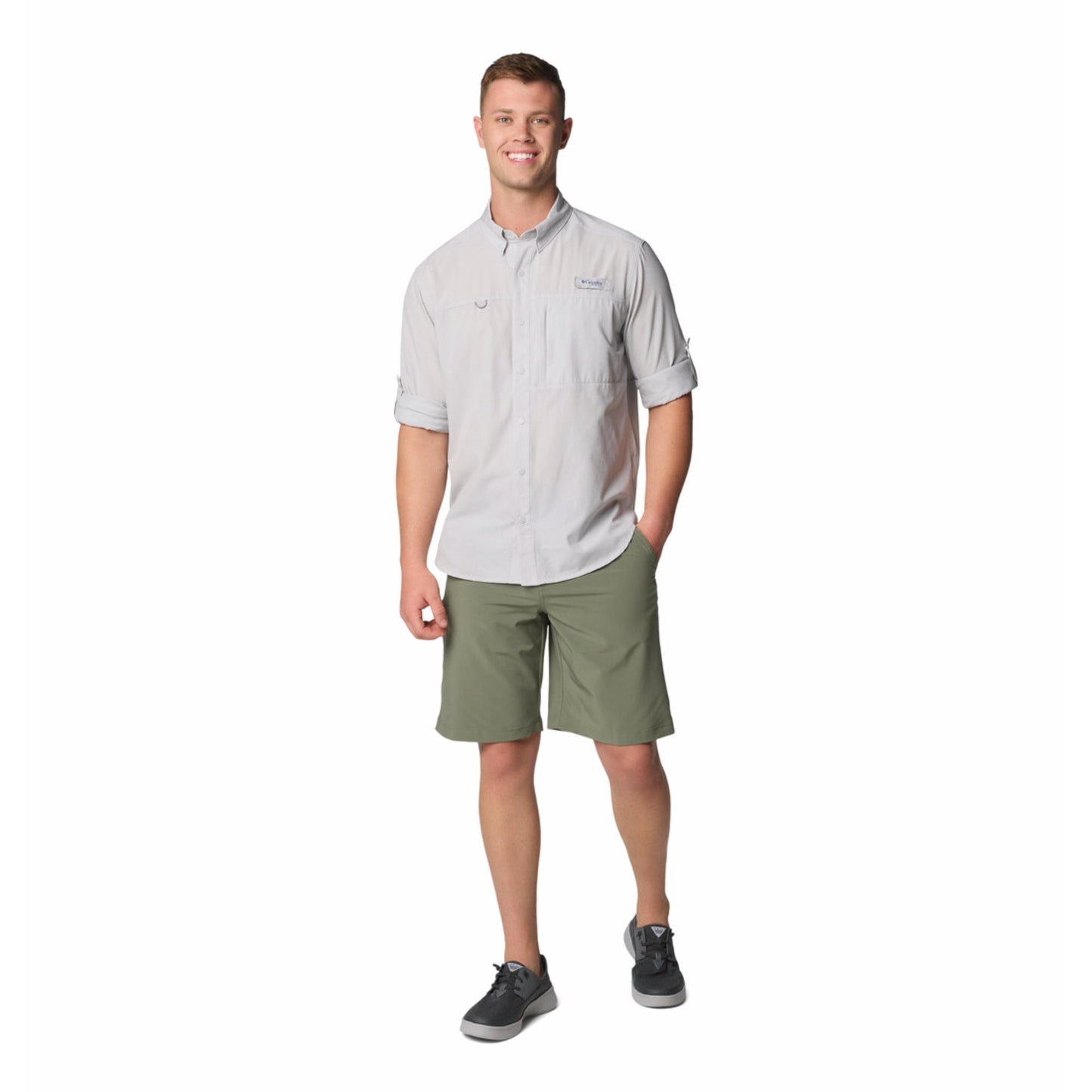 Columbia Men Black Omni-Wick PFG Solar Breeze Woven Shirt