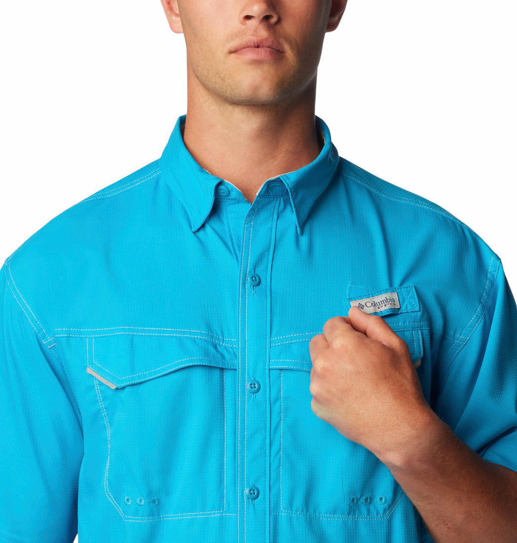 Columbia Men Blue Omni-Shade Low Drag Offshore Shirt (Sun Protection)