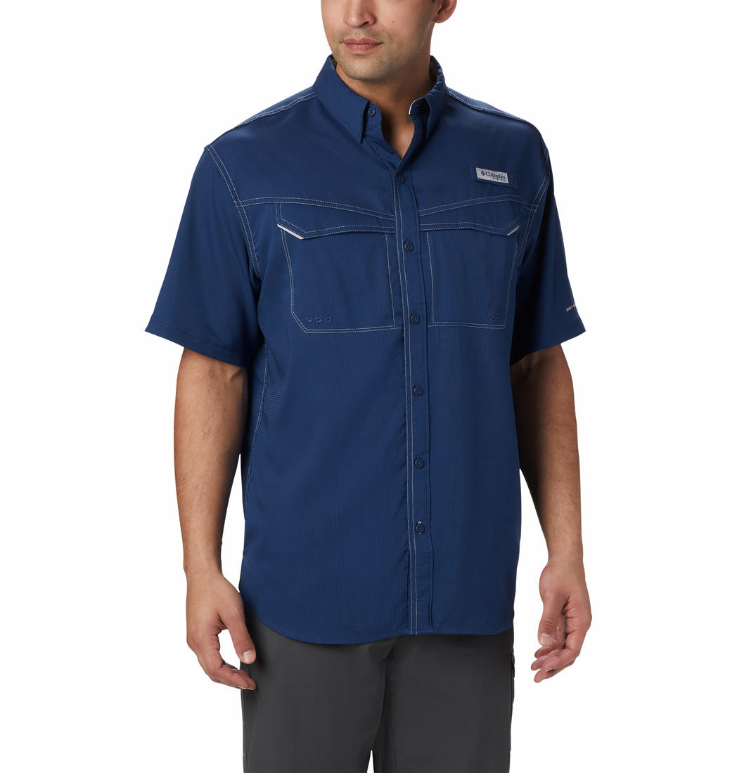 Columbia Men Blue Omni-Shade Low Drag Offshore Shirt (Sun Protection)