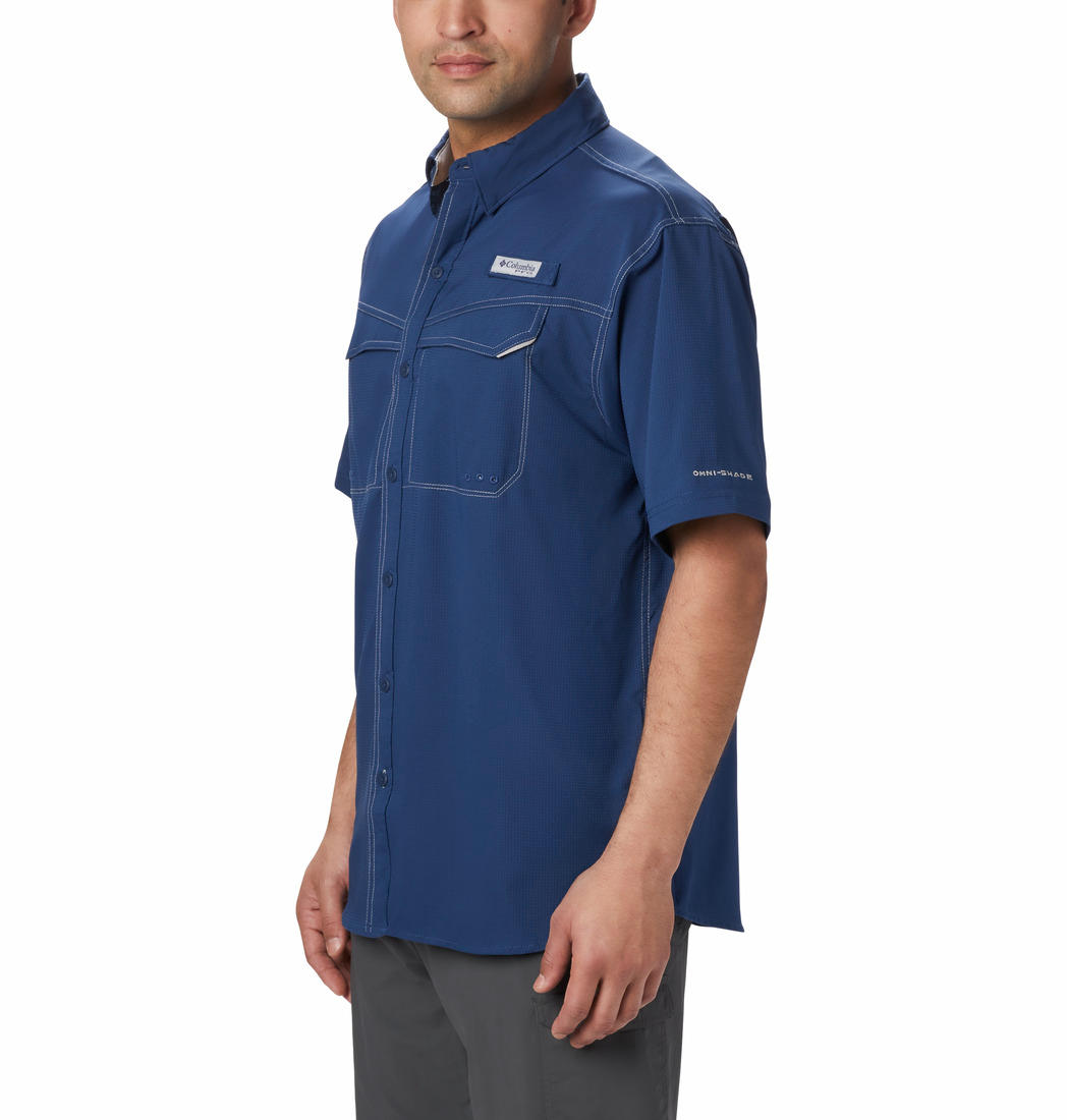 Columbia Men Blue Omni-Shade Low Drag Offshore Shirt (Sun Protection)