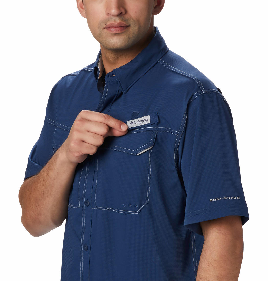 Columbia Men Blue Omni-Shade Low Drag Offshore Shirt (Sun Protection)