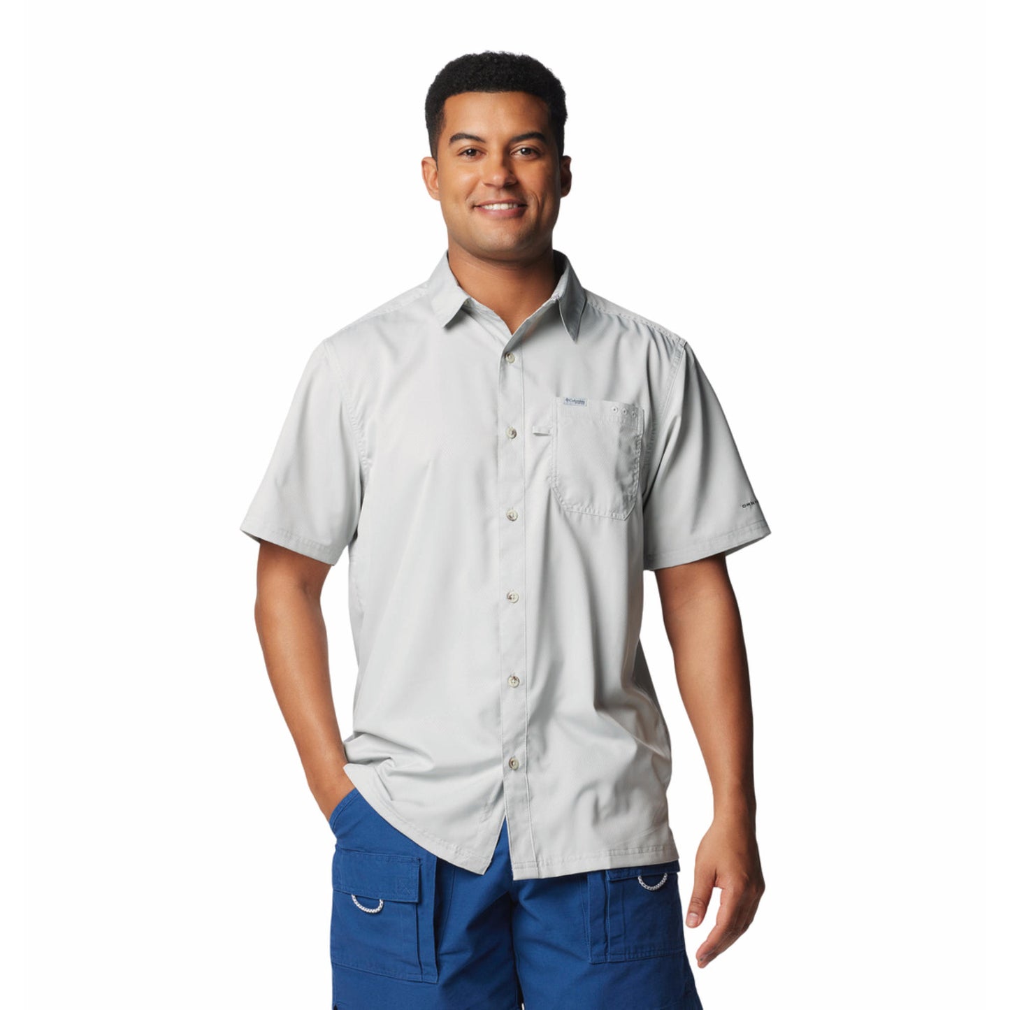 Columbia Men Black Omni-Shade Slack Tide Camp Shirt (Sun Protection)