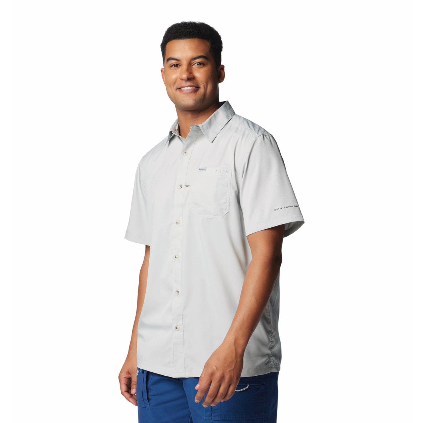 Columbia Men Black Omni-Shade Slack Tide Camp Shirt (Sun Protection)