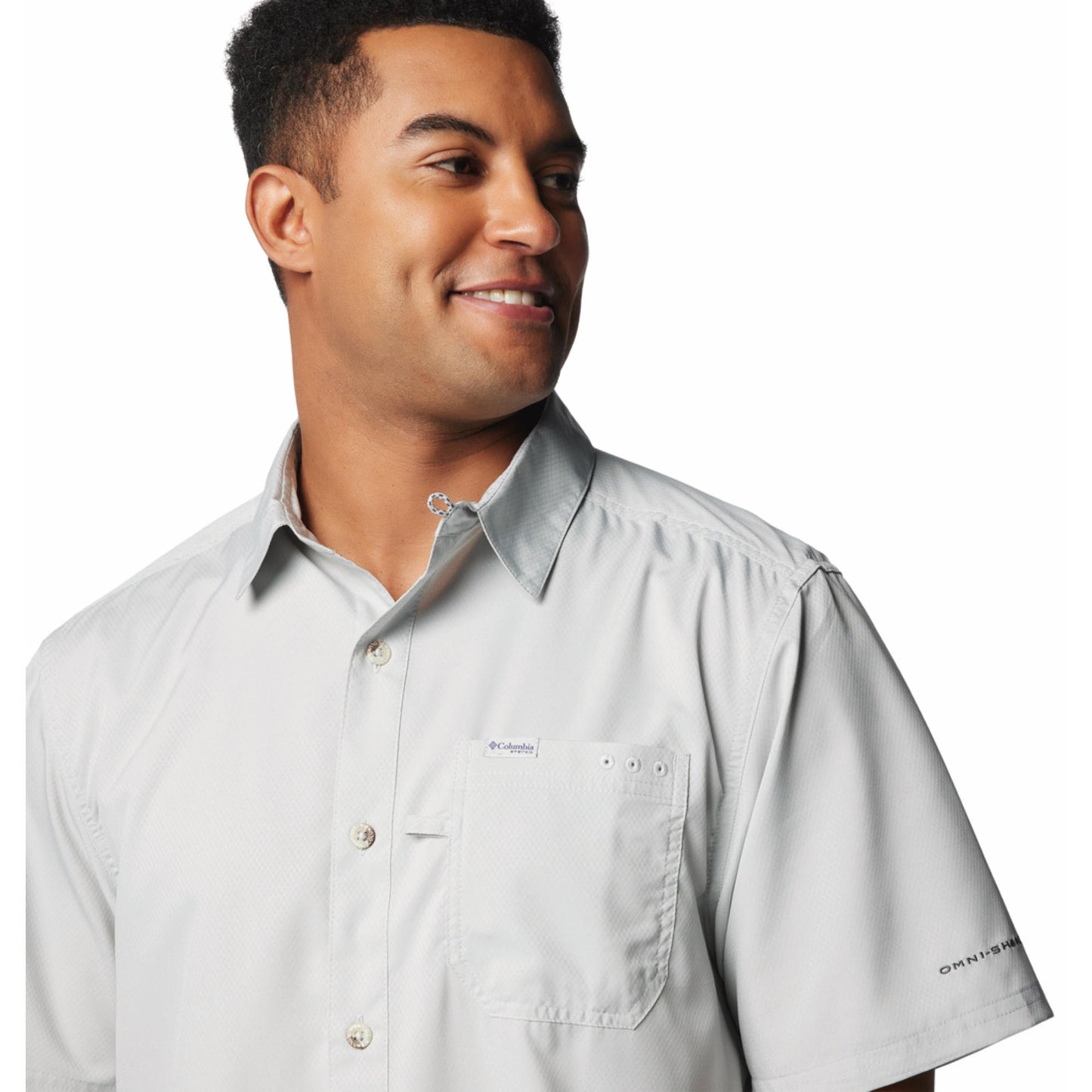 Columbia Men Black Omni-Shade Slack Tide Camp Shirt (Sun Protection)