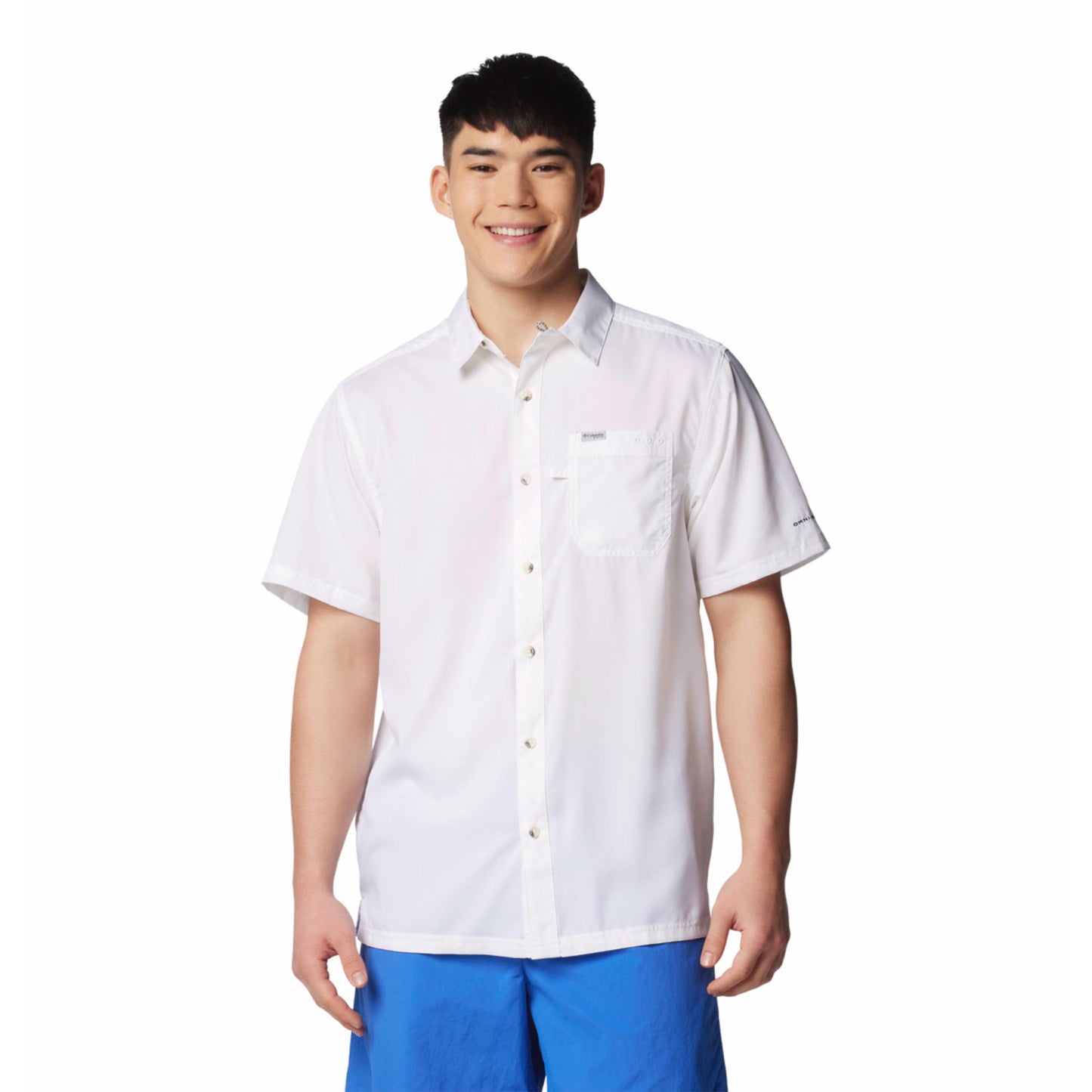 Columbia Men White Omni-Shade Slack Tide Camp Shirt (Sun Protection)