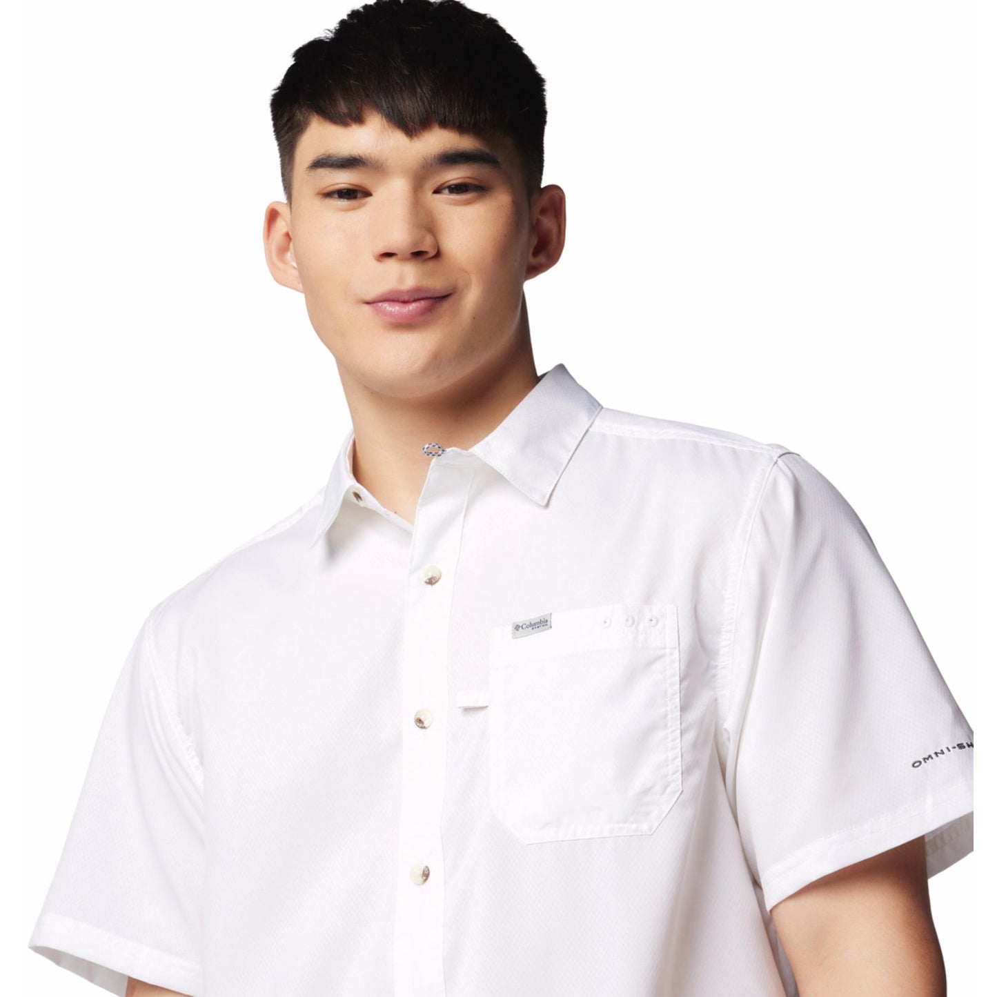 Columbia Men White Omni-Shade Slack Tide Camp Shirt (Sun Protection)