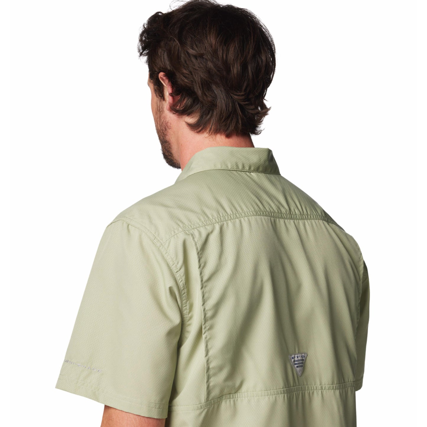 Columbia Men Green Omni-Shade Slack Tide Camp Shirt (Sun Protection)