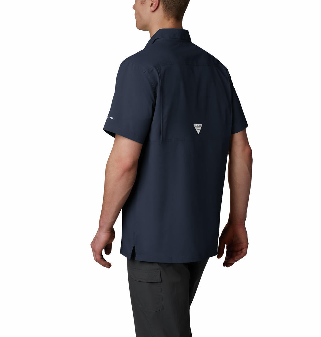Columbia Men Navy Blue Omni-Shade Slack Tide Camp Shirt (Sun Protection)
