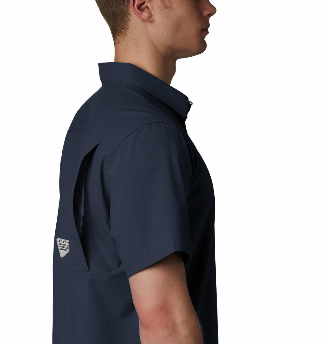 Columbia Men Navy Blue Omni-Shade Slack Tide Camp Shirt (Sun Protection)