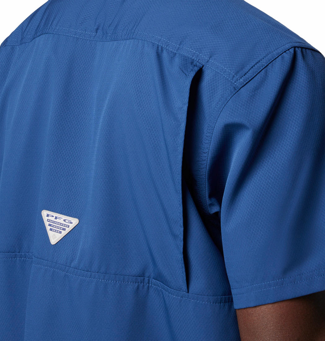 Columbia Men Blue Omni-Shade Slack Tide Camp Shirt (Sun Protection)
