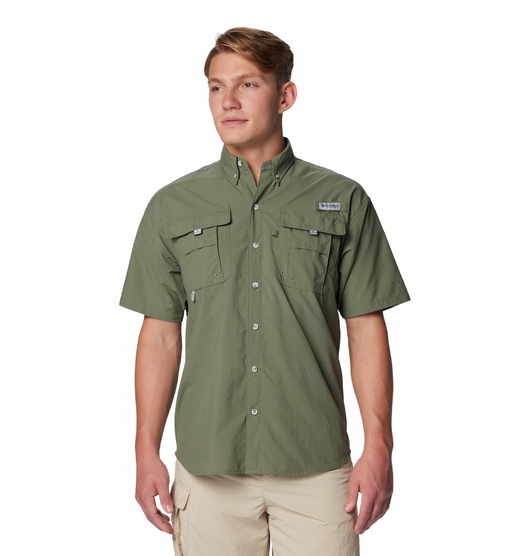 Columbia Men Green Bahama II S/S Shirt (Sun Protection)
