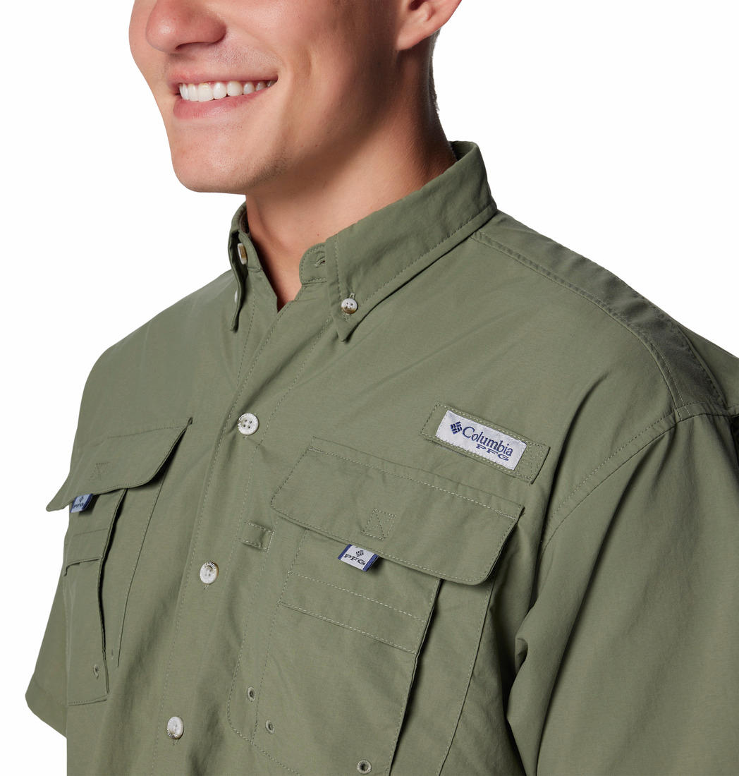 Columbia Men Green Bahama II S/S Shirt (Sun Protection)