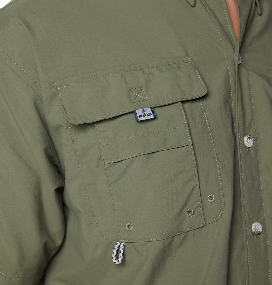 Columbia Men Green Bahama II S/S Shirt (Sun Protection)