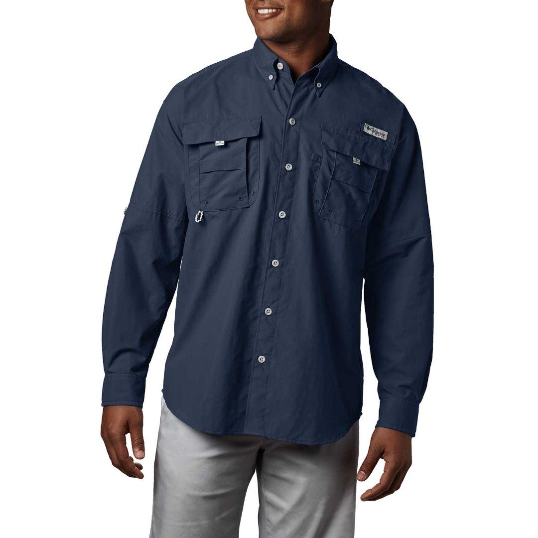 Columbia Men Blue Bahama II L/S Shirt (Sun Protection)