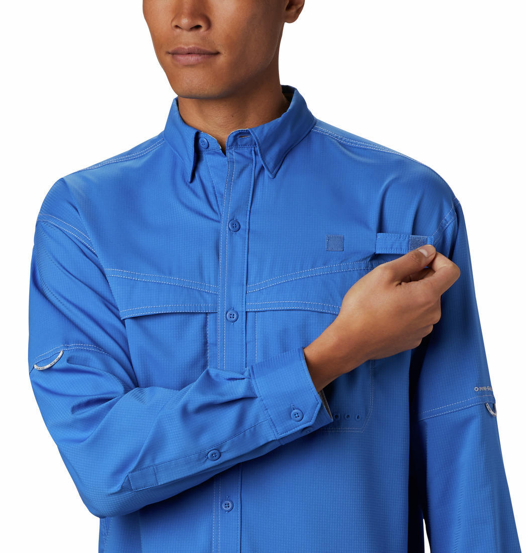 Columbia Men Blue Low Drag Offshore Long Sleeve Sun Protection Shirt