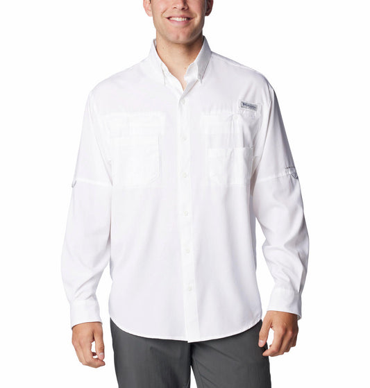 Columbia Men White Tamiami II LS Shirt (Sun Protection)