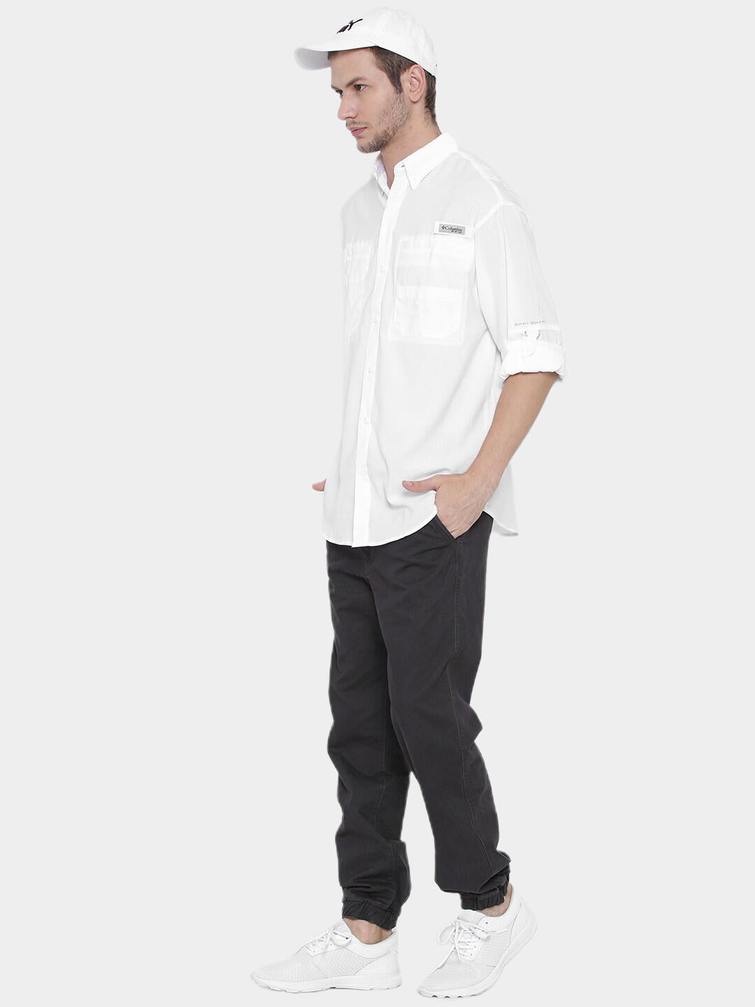 Columbia Men White Tamiami II LS Shirt (Sun Protection)