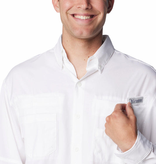 Columbia Men White Tamiami II LS Shirt (Sun Protection)