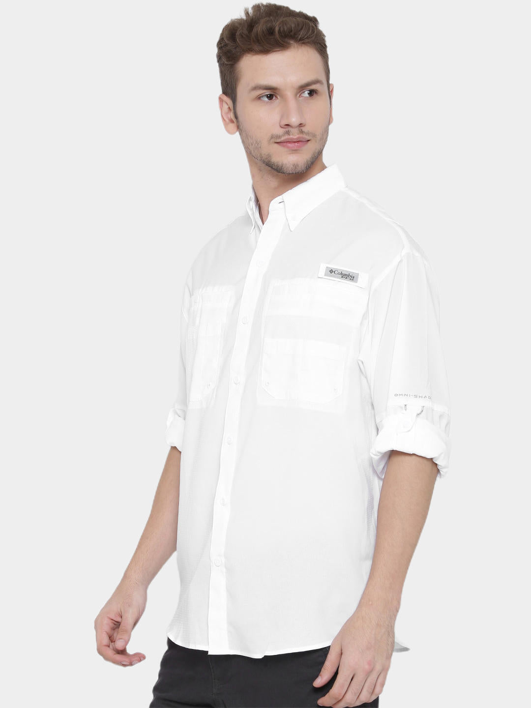 Columbia Men White Tamiami II LS Shirt (Sun Protection)