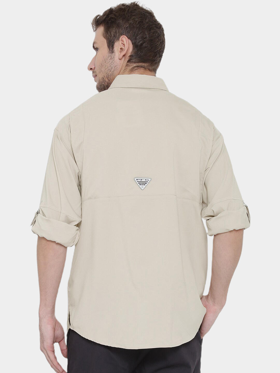 Columbia Men Beige Tamiami II LS Shirt (Sun Protection)