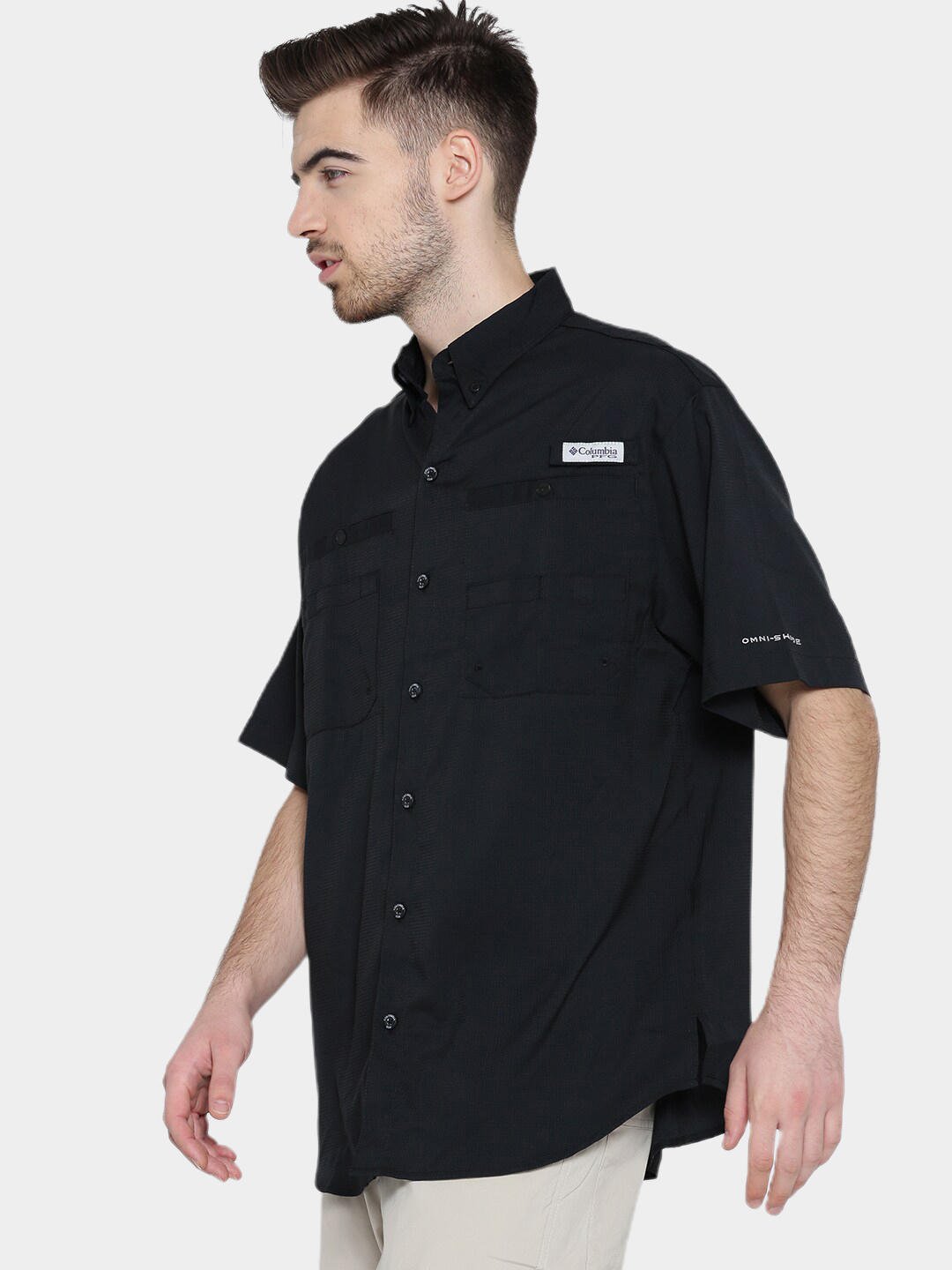 Columbia Men Black Tamiami II SS Shirt (Sun Protection)