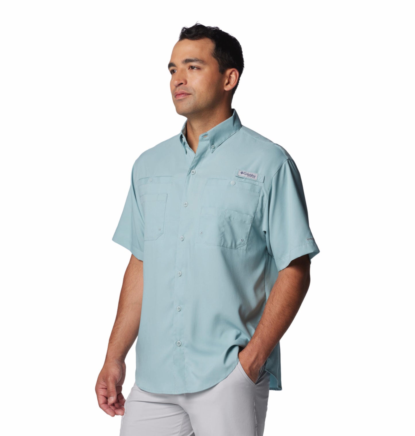 Columbia Mens Blue Omni-Wick Tamiami II Short Sleeve Shirt