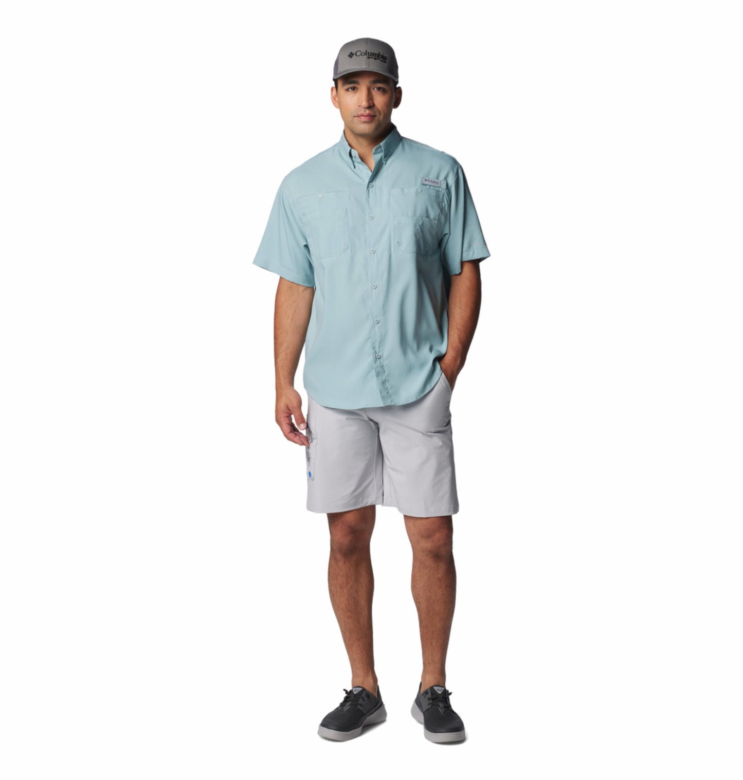 Columbia Mens Blue Omni-Wick Tamiami II Short Sleeve Shirt