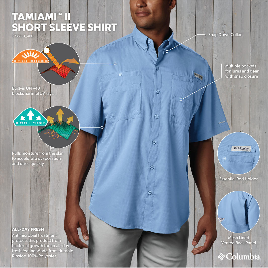 Columbia Men Blue Tamiami II SS Shirt (Sun Protection)