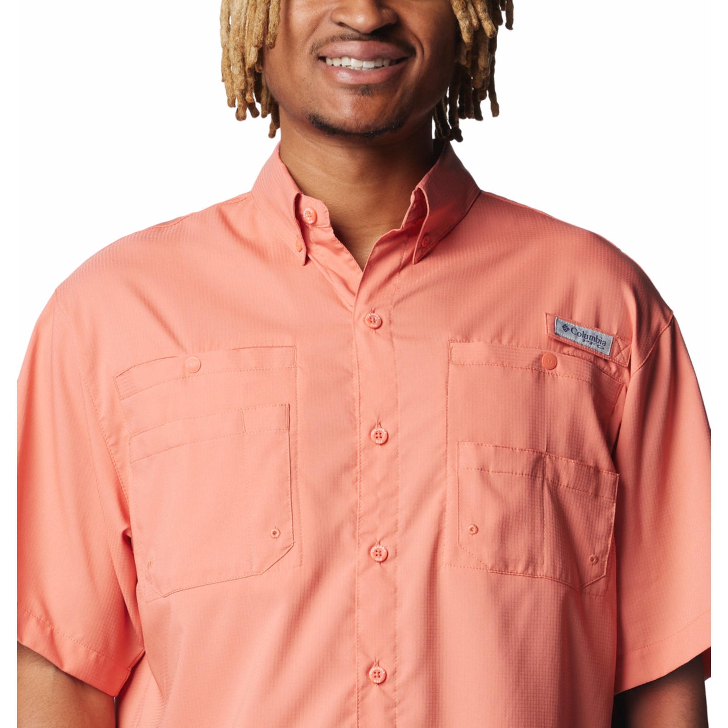 Columbia Mens Orange Tamiami II Short Sleeve Shirt