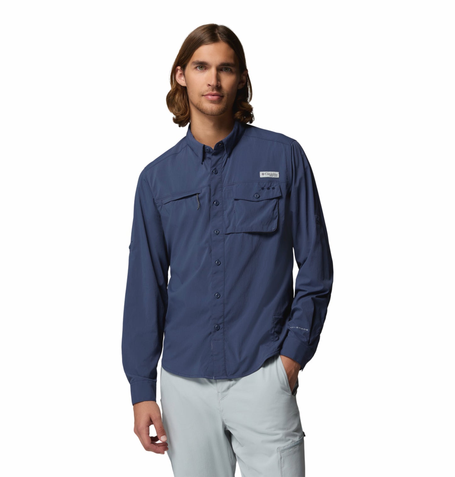 Columbia Men's Navy Blue Wild Cast Long Sleeve Shirt with Omni-Shade
